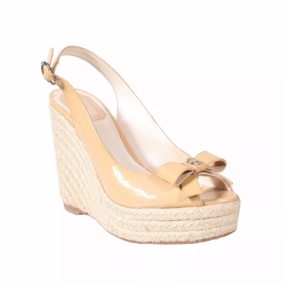 Christian Dior authentic Bow Sling Back Wedges size 38